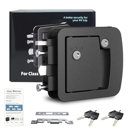 Young Voo RV Door Lock Replacement Class C RV Door Lock Replacement Zinc Alloy Camper Door Locks with 4 Keys fits Class C Class A RV with 4.25 x 4.50 x 1.25-1.5 Lock Hole(Mechanical Lock/Class C)