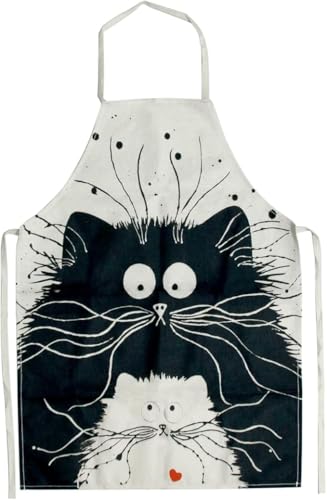 Tablier de Cuisine en Lin et Coton Personnalisé - Motif Chat,...