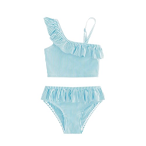 Image of LIZENS Girls Two Piece Swimwear Ruffle Trim 2-12Years Flounce Striped Beach Bathing Suit