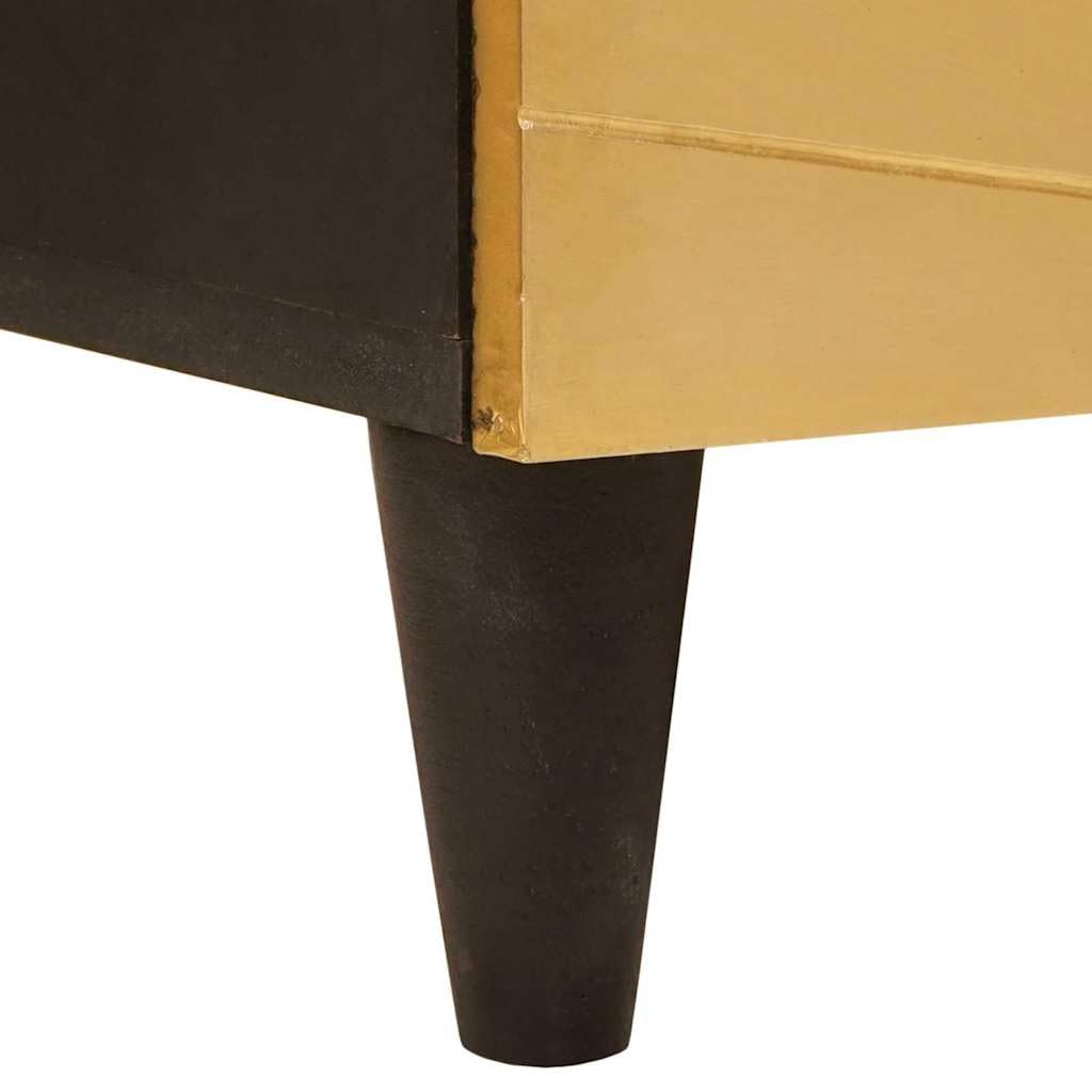 vidaXL Armario Auxiliar con cajón Negro y Dorado 60 x 33,5 x 100 cm, Elegante gabinete de Madera de Mango, solución Moderna Rectangular, Unidad compacta para Decorar y organizar en tu hogar