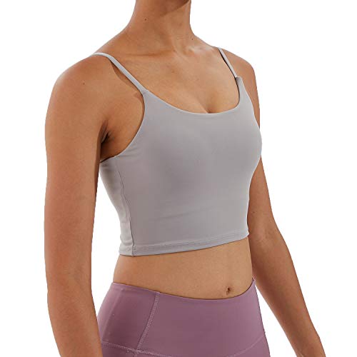 Image of Women's Strappy Stretch Sports Bra Longline Yoga Tank Top Fitness Bra Workout Camisole Crop Tops for Teen Girl