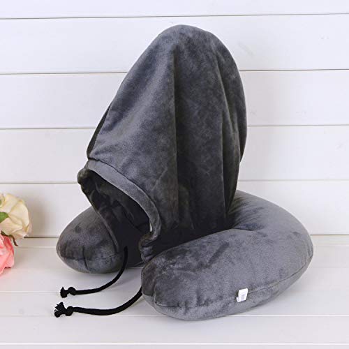 QIANYIXIAN Hooded U shaped Pillow Cap Nap Pillow Traveling Neck Pillow