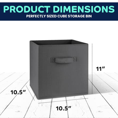 Cube Storage Bins - 11 Inch Storage Cubes (9 Pack) | Fabric Cubby Basket For Home, Kids Room & Nursery | Dual Handles, Foldable | Cube Organizer Storage Bin (Dark Grey) #TOP2