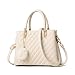 I IHAYNER Womens Leather Handbags Purses Top-handle Totes Satchel Shoulder Bag for Ladies with Pompon White