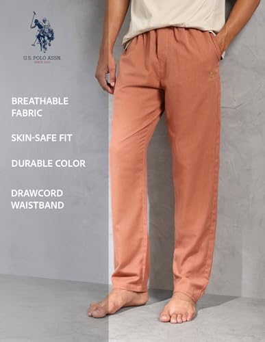 Image of U.S. POLO ASSN. Mens OELP8 Relaxed Fit Cotton Linen Lounge Pants