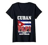 Photo Gallery donna cuban dad cuba flag pride vintage divertente festa del papà maglietta con collo a v Photo Gallery donna cuban dad cuba flag pride vintage divertente festa del papà maglietta con collo a v