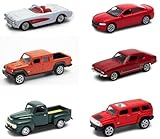 voiture majorette jeep longueur 7.5 cm OPO 10 - Lot de 6 Voitures Miniatures Américaines échelle 1:64 3 inches 7,5cm : Dodge, Hummer, Jeep, Ford, Chevrolet - Welly LSUP11