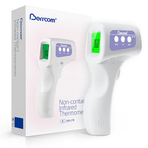 Image of Berrcom Non-Contact Infrared Forehead Thermometer, 3-in-1 Digital Fever Check Temperature Gun for Baby Infant Kids Adults, Fast Accurate - Purple