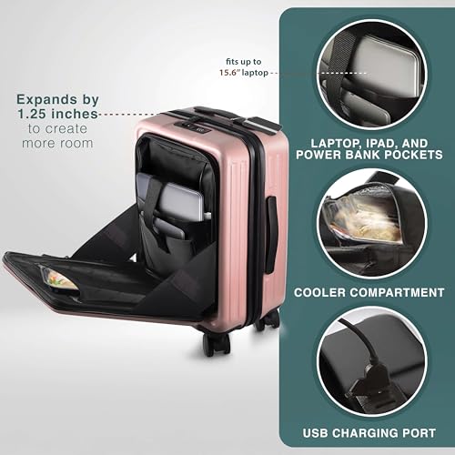 Image of Luggage Sets 3 Piece, 20 Inch Carry on Luggage and 28 Inch Suitcases with Wheels Spinner, Durable Hard Shell Suitcase Set, Expandable Travel Suitcase, Pink