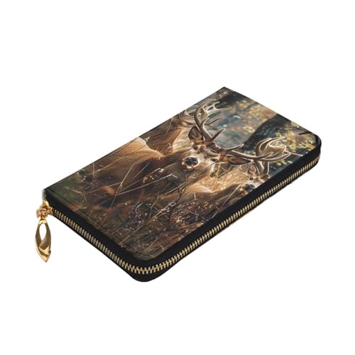 Women's Leather Wallet - Nature wild Animal Deers Prints Coin Purse Travel Card Holder Zipper Purse Cell Phone Handbag3