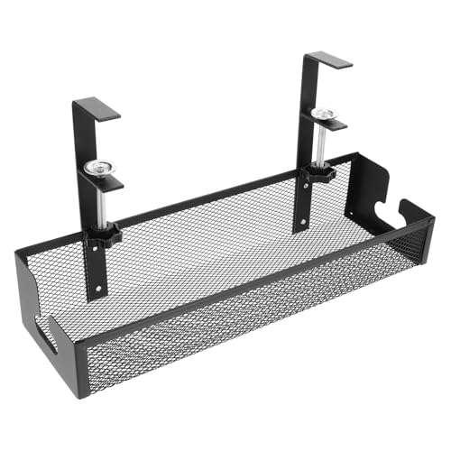 SHINEOFI Organizador de Bandeja para Cables de Escritorio de Metal, Canasta de Alambre, Portacables Grande de 40 cm, Negro para Oficina y Hogar miniatura 1