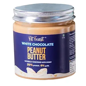FitFeast White Chocolate Peanut Butter Dessert Like Taste No Trans Fat No Hydrogenated Oils Naturally Sweetened With Eucalyptus Honey Many Health Benefits(Single Pack),480 Grams