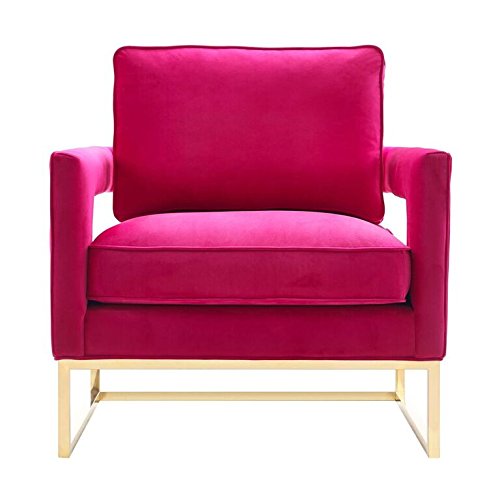 Tov Furniture The Avery Collection Modern Style Living Room Den Velvet Upholstered Armchair With Gold Legs, Pink #TOP3