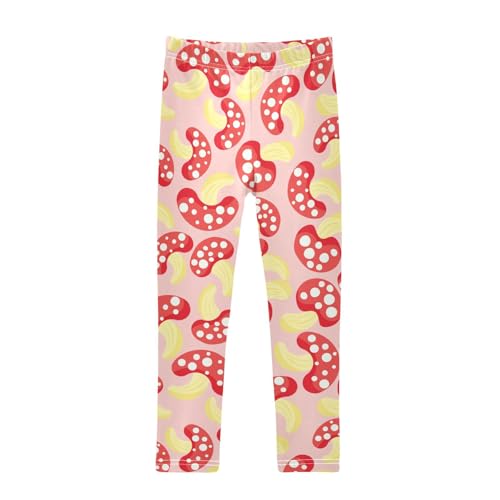 Mushroom Polka Dots Girls Leggings,Workout Leggings for Girls Toddler Athletic Leggings Size for 3-10T