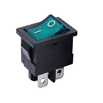 Wippschalter Mit Beleuchtung Elektro DPST Wippschalter Mit Neon-Grün Beleuchtung – 16A, 240V AC, Ein/Aus-Schalter Ein Aus Schalter Beleuchtet
