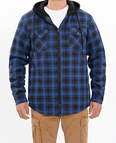 Image of ZENTHACE Mens Sherpa Lined Flannel Shirt Jacket with Hood,Full Zip