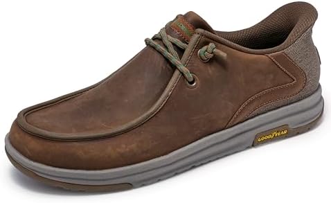 Skechers Sapato masculino John Deere de couro moc Toe elástico