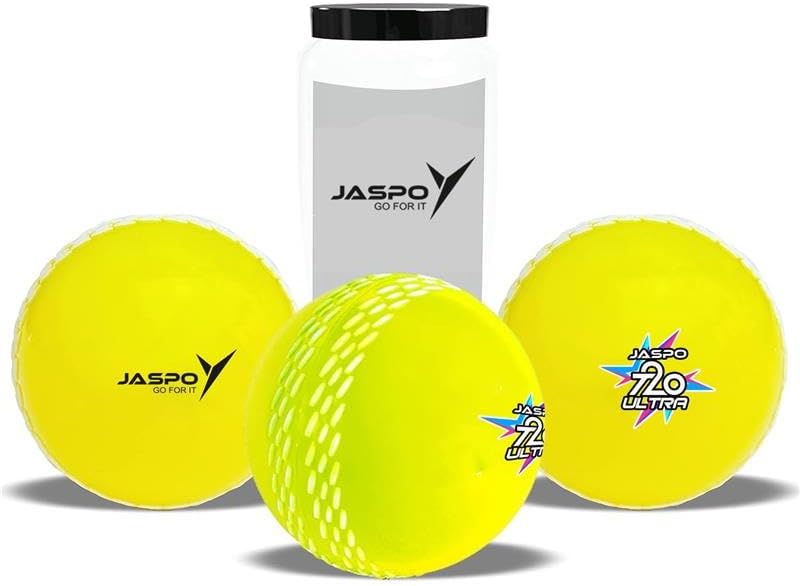 jaspo T20 Plus Practice Cricket Balls Pack of 3 for Indoor Outdoor Play,Weight 125-1 30 GMS, Colour Yellow, Synthetic Rubber Material