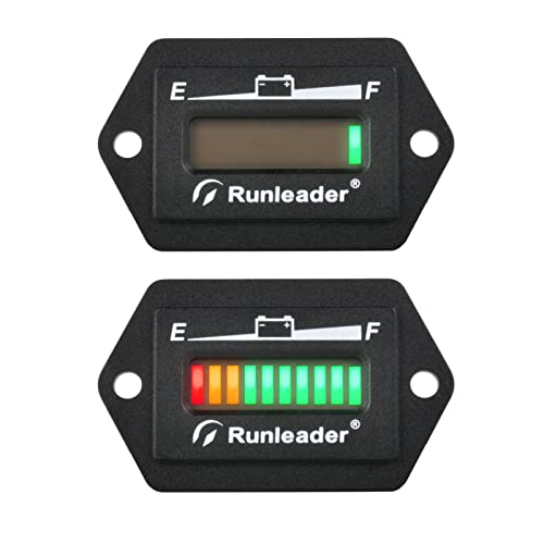 2 Pieces Runleader 36V Battery Fuel Gauge Meter,Battery Level Meter,Lead Acid Battery Applicably,Single & Multiple Screen Display for Golf Cart Club Car Forklift Scrubber Machine