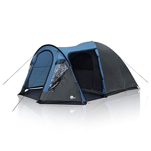your GEAR Tivano - Tienda de campaña para 5 personas, con entrada lateral, con ventana, altura de pie de 5000 mm, protección UV 50+, color azul y gris