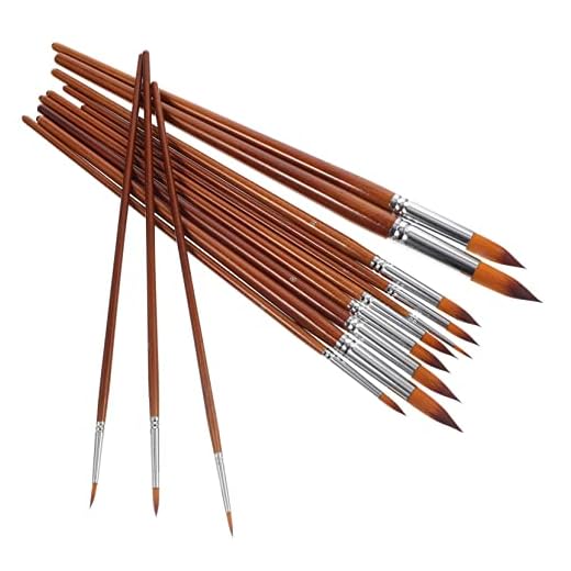 FAVOMOTO 13 Piezas Pincel De Acuarela Pinceles De Acuarela De Marta Pintura Gouche Pintura De Mango De Madera De Pelo De Nailon Pinceles De Dibujo Cepillos Nylon Mezcla Alumno Pigmento