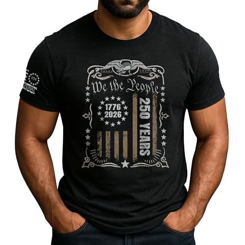 GritSon American 250th Anniversary Shirts, 1776-2026 250th Anniversary Shirt, Mens Patriotic Shirts 4 (Black-L)