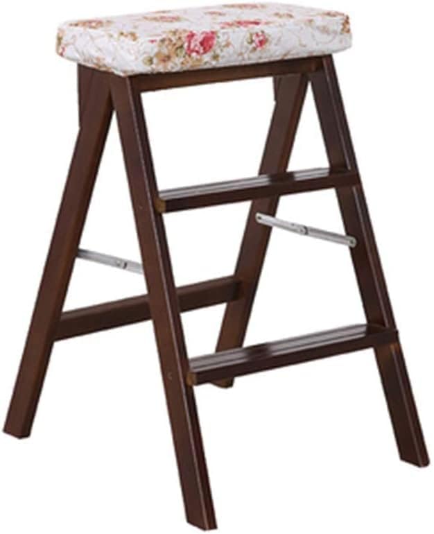 Home Step Stools,Step Stool High Chair Wooden Ladder Staircase Stepladder Raw Wood Multifunction Safety Foldable Shelving Kitchen Indoor Ascend Home Modern Simple Height 64Cm,D,A