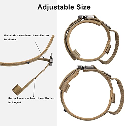 Image of Tactical Dog Collar,Adjustable Military Training Nylon Dog Collar with Control Handle for Medium and Large Dogs,with Patches and AirTags Case (M, Brown)