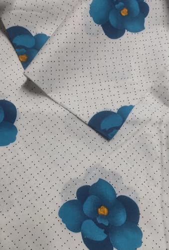 Image of Cotton Print(Unstitched Fabric for Girl /Women,Width-44 inch,Length-5 Meter,for Making Full All Over Suit,Kurti,Gown,Palazo,Dress Material,Tunics,Top,Maxi,Nighty.Free Size, White Ferozi 5 Meter