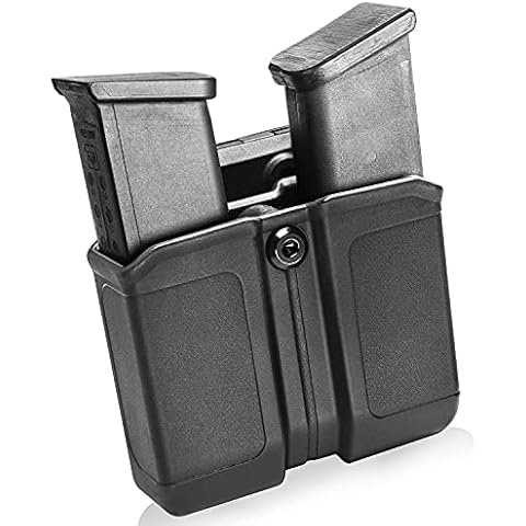 Universal Double Magazine Holder, OWB Magazine Holster Fits 9mm/.40 Double Stack Mags, Mag Pouch Compatible with Glock/Taurus/Beretta/Sig/H&K/CZ/S&W/Colt,Fit 1.5 1.75 2.0 2.25'' Belt Cover