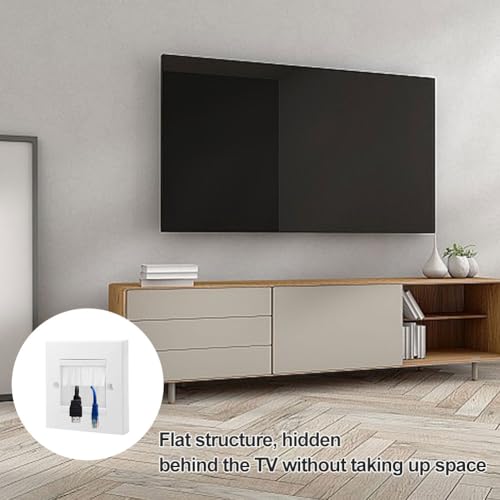 Kabelauslass, KabeldurchfüHrung Wand, 86 * 86mm Einzelgang-Bürstenplatte, Kabelauslassdose Unterputz, mit Brush-Borsten für Multimedia Kabel, für Kabeldurchführungen Kabeldurchlass Weiß, 2 Stück