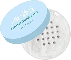 Pó Facial Translúcido HD Vegano Anita - Efeito Matte, Controla Oleosidade e Fixa Maquiagem - Pó para Maquiagem Profissional