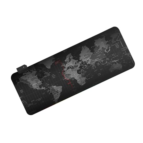 Tapis de souris gamer lumineux carte monde antidérapant et flexible pour jeu vidéo