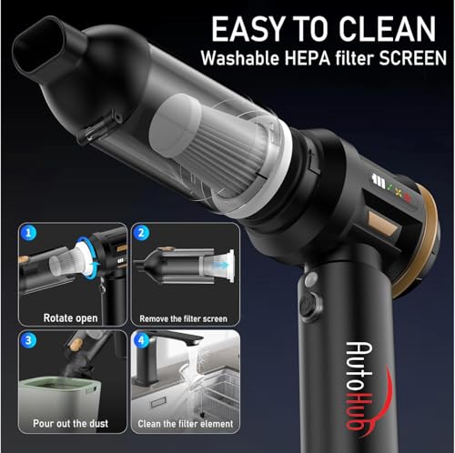 Image of Auto Hub 4 in 1 Vacuum Cleaner for Car & Home, Cordless Car Vacuum Cleaner & Blower | Rechargeable 6000mAh | BLDC Motor | 3 Speed Suction Upto 17000PA - 1 Year Warranty