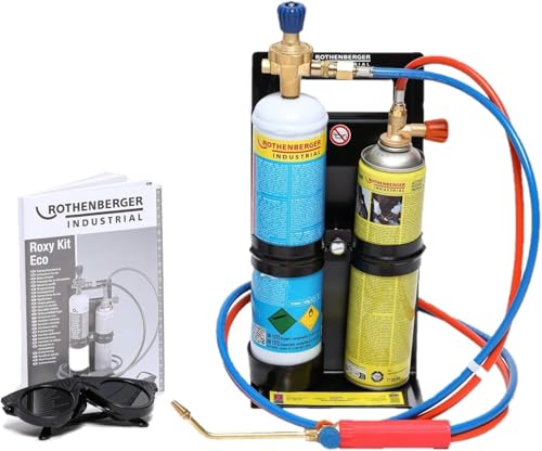 ROTHENBERGER Industrial Autogenschweiß- und Hartlötgerät Roxy Kit Eco, inkl. Gas- und Sauerstoffbehälter für sofortige Anwendung, 35748