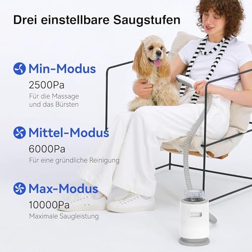 Neakasa P0 Pro Katzenbürste Hundeschermaschine mit Staubsauger, Profi Haustierpflegeset, 5 bewährten Zubehör, Hundebürste, Selbstreinigende Tierhaarentferner für Kurzhaar Langhaar Unterwolle – Bild 6