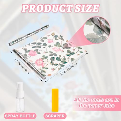 Vinilo decorativo para ventana efecto vitral rosa 17.7x35.4 pulg miniatura 3