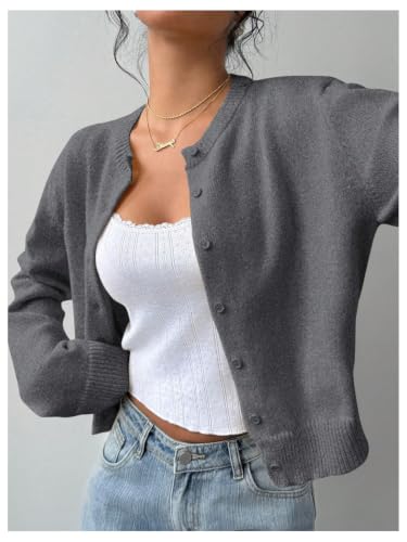 Image of SOLY HUX Women's Button Down Cropped Lightweight Cardigan Sweater Cute Fall Fashion 2026