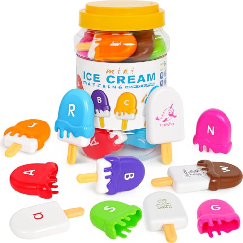 Letters Matching Ice Cream Alphabet Learning Toys,Counting Animals and Color Sorting Set Preschool Learning Activities Stacking Toys,Upper & Lowercase...