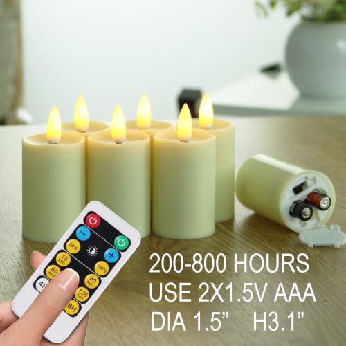 Image of 6 Pack Ivory Tea Lights Votive Candle with Remote Control emits Yellow Light max 800hours by 2 AAA Batteries(not includ) Indoor, Bedroom, Study Room