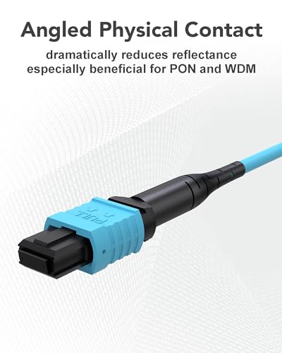 Image of 3M MPO to MPO APC Fiber Cable, OM3 Cable 40G /100G /400G, 8 Fibers Female Type B Multimode LSZH, MTP Compatible for FTTx - 3M(9.8FT)