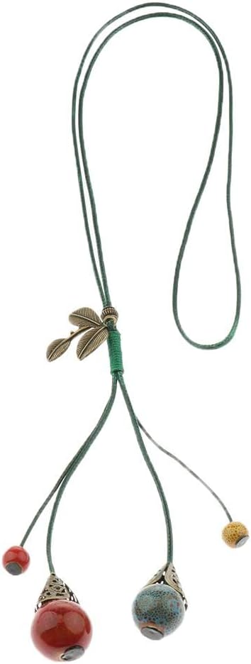 SECRET DESIRE Ethnic Ceramic Beads Necklace Tassel Round Pendant Sweater Chain Jewelry & Watches|Fashion Jewelry|Necklaces & Pendants