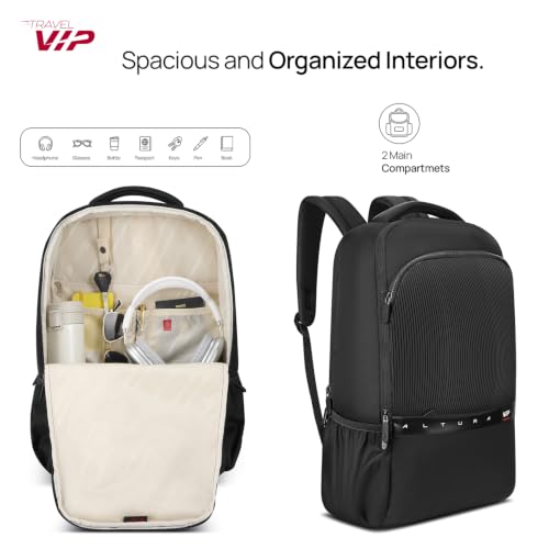 Image of VIP VOGUE 17 Inch Compatible Laptop Backpack 27L + 5L Expandable | Water-Resistant with 3 Compartments | Padded Laptop Sleeve, Side Bottle Pocket | Office & Travel Backpack for Men & Women