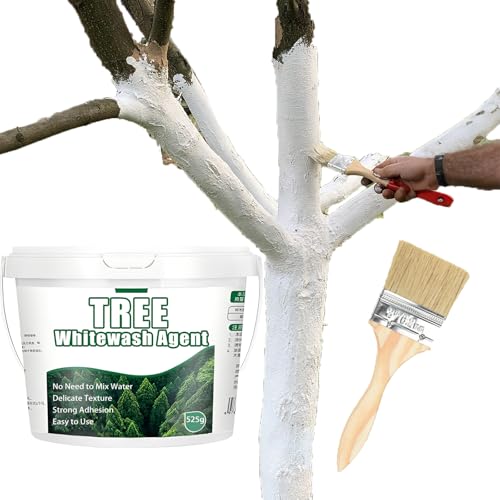 XIRUJNFD Tree Whitewash Agent, Tree Trunk Paints, 3-in-1 Tree Guard Paint, Tree Paint Protection for Prevents Crackin & Freeze, Protects Young and Mature Trees in All Seasons (1 Set)