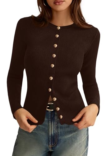 PRETTYGARDEN Womens 2025 Fall Cardigan Sweaters Lightweight Long Sleeve Button