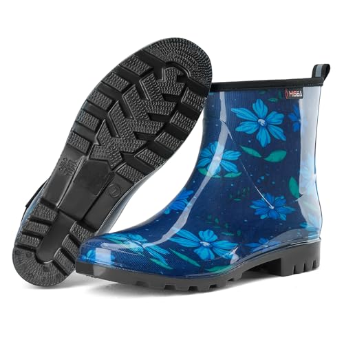 HISEA Short Rain Boots for Women, Waterproof Womens Ankle Rubber Boots Outdoor, Garden Shoes for Ladies Non Slip Work with Comfort Insole
