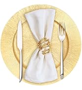 50 Pieces Charger Plates Set Bulk, Round Charger Plates, Plastic Decorative Charger Plates, Reusa...