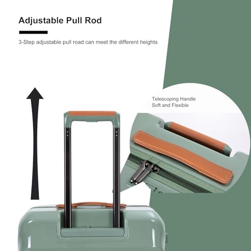 Lightweight 24" Green Luggage with Lock, USB Charging Port & Ergonomic Handle for Effortless Travel4