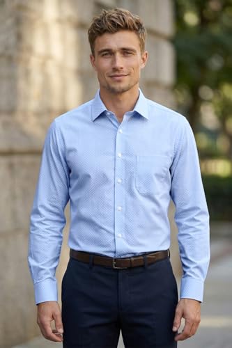 Image of Louis Philippe Men's Slim Fit Easy to Iron Everyday wear Premium Cotton Full Sleeve Textured Formal Shirt