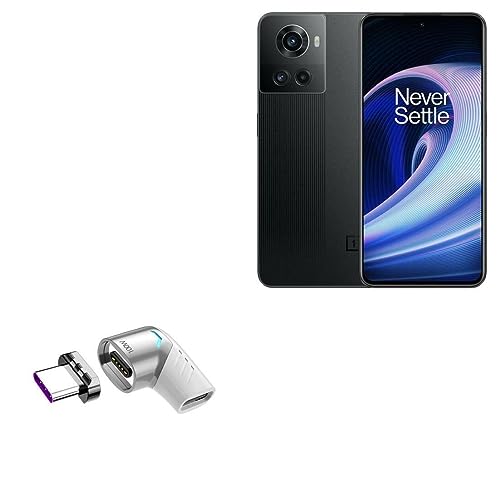 BoxWave Adapter Compatible with OnePlus Ace - MagnetoSnap PD Angle Adapter, Magnetic PD Angle Charging Adapter Device Saver - Metallic Silver